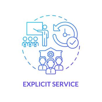 Explicit service blue gradient concept icon. Observable features of product. Facilitating goods. Operations management abstract idea thin line illustration. Vector isolated outline color drawing