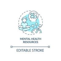 Mental health resources blue concept icon. Employees benefits abstract idea thin line illustration. Wellbeing at work. Job satisfaction. Vector isolated outline color drawing. Editable stroke