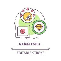 Clear focus concept icon. Company marketing goal. Efficient strategy. Productive management. Brand planning abstract idea thin line illustration. Vector isolated outline color drawing. Editable stroke