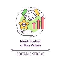 Key values identification concept icon. Business development. Improve service performance. Brand planning abstract idea thin line illustration. Vector isolated outline color drawing. Editable stroke