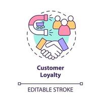 Customer loyalty concept icon. Client retention. Consumer satisfaction and trust. Brand planning abstract idea thin line illustration. Vector isolated outline color drawing. Editable stroke