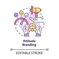 Attitude branding concept icon. Company positioning type. Positive value for customer. Brand planning abstract idea thin line illustration. Vector isolated outline color drawing. Editable stroke