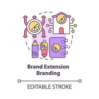 Brand extension branding concept icon. Strategy for expanding business. Company development. Brand planning abstract idea thin line illustration. Vector isolated outline color drawing. Editable stroke