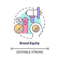 Brand equity concept icon. Social value of business. Company marketing strategy. Brand planning abstract idea thin line illustration. Vector isolated outline color drawing. Editable stroke