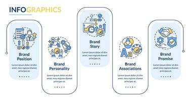 Elementos esenciales de la marca vector plantilla de infografía. elementos de diseño de esquema de presentación de negocios. visualización de datos con 5 pasos. gráfico de información de la línea de tiempo del proceso. diseño de flujo de trabajo con iconos de línea