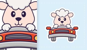 Cute sheep mascot character. Can be used for stickers, patches, textiles, paper. Vector illustration