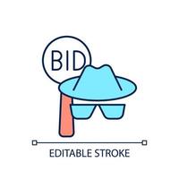 Silent auction RGB color icon. Fundraising event. Anonymous attendees. Bidding sheet. Nonprofit organization charity occasion. Isolated vector illustration. Simple filled line drawing. Editable stroke