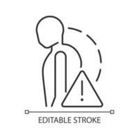 Severe stiff scoliosis linear icon. Rigid scoliosis. Complex spine curvature. Spinal deformities. Thin line customizable illustration. Contour symbol. Vector isolated outline drawing. Editable stroke