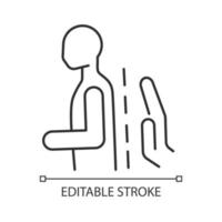 Schroth method linear icon. Scoliosis nonsurgical treatment. Spine correction exercise. Thin line customizable illustration. Contour symbol. Vector isolated outline drawing. Editable stroke