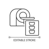 MRI scans linear icon. Disease testing procedure. Medical technology. Patient condition diagnosis. Thin line customizable illustration. Contour symbol. Vector isolated outline drawing. Editable stroke