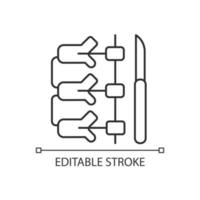 Spinal fusion linear icon. Vertebrae connecting operation. Backbone surgical correction. Thin line customizable illustration. Contour symbol. Vector isolated outline drawing. Editable stroke