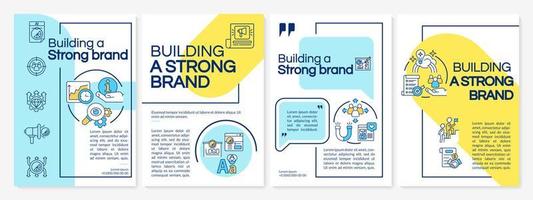 Building a strong brand color brochure template. Establish startup. Flyer, booklet, leaflet print, cover design with linear icons. Vector layouts for presentation, annual reports, advertisement pages