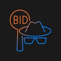 Silent auction gradient vector icon for dark theme. Fundraising. Anonymous attendees. Bidding sheet. Charity occasion. Thin line color symbol. Modern style pictogram. Vector isolated outline drawing