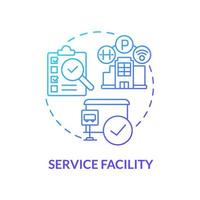 Service facility blue gradient concept icon. Monitoring production process of goods. Operations managment abstract idea thin line illustration. Vector isolated outline color drawing