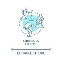 Strenuous exercise blue concept icon. Intense activity requires additional fluid consumption. Rehydration abstract idea thin line illustration. Vector isolated outline color drawing. Editable stroke
