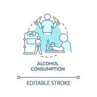 Alcohol consumption blue concept icon. Spirits consumption leads to water loss. Intoxication consequences abstract idea thin line illustration. Vector isolated outline color drawing. Editable stroke