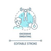 Excessive sweating blue concept icon. Hot weather leads to sweating and heatstroke. Exercising. Dehydration abstract idea thin line illustration. Vector isolated outline color drawing. Editable stroke