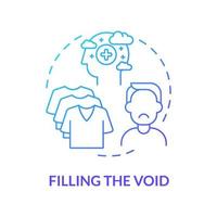 Filling void blue gradient concept icon. Shopping when feel sad and stress. Sense of emptiness. Worthless buying abstract idea thin line illustration. Vector isolated outline color drawing