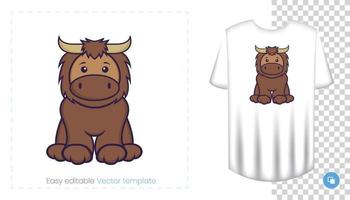 lindo personaje de mascota de toro. Se puede utilizar en pegatinas, parches, textiles, papel, telas y otros. vector