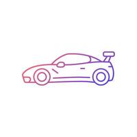 Icono de vector lineal degradado de coche deportivo personalizado. diseño de vehículos para carreras callejeras. mejorar el rendimiento. símbolo de color de línea fina. pictograma de estilo moderno. dibujo de contorno aislado vectorial