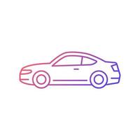 icono de vector lineal degradado de coche cupé. Automóvil deportivo de dos puertas. vehículo orientado al rendimiento. techo fijo. símbolo de color de línea fina. pictograma de estilo moderno. dibujo de contorno aislado vectorial