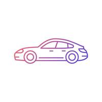 Sports sedan gradient linear vector icon. Luxury passenger vehicle. Four-door sports automobile. Stylish car. Thin line color symbol. Modern style pictogram. Vector isolated outline drawing