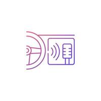 In-car voice control gradient linear vector icon. Digital voice assistant. Self-driving feature. Speak commands. Thin line color symbol. Modern style pictogram. Vector isolated outline drawing