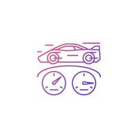 icono de vector lineal degradado de velocidad máxima. carreras de autos deportivos. detectar la velocidad del vehículo. deporte automovilístico profesional. símbolo de color de línea fina. pictograma de estilo moderno. dibujo de contorno aislado vectorial