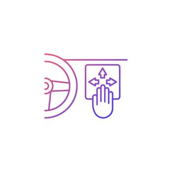 Gesture control technology gradient linear vector icon. Recognize hand movement. Driver-assistance system. Thin line color symbol. Modern style pictogram. Vector isolated outline drawing