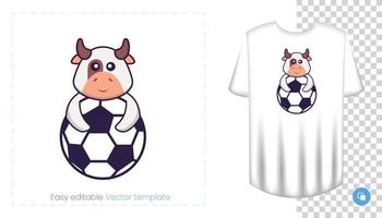 lindo personaje de vaca. estampados en camisetas, sudaderas, fundas para móviles, souvenirs. Ilustración de vector aislado sobre fondo blanco.