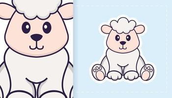 Cute sheep mascot character. Can be used for stickers, patches, textiles, paper. Vector illustration