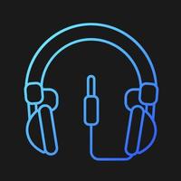 Wired circumaural headset gradient vector icon for dark theme. Professional device connected to computer and phone. Thin line color symbol. Modern style pictogram. Vector isolated outline drawing