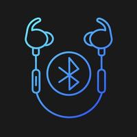 Wireless workout headphones gradient vector icon for dark theme. In ear earphones with hook to keep in place. Thin line color symbol. Modern style pictogram. Vector isolated outline drawing