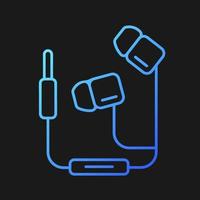 Wired earphones gradient vector icon for dark theme. Headphones with cable. Headset for listening music and calls. Thin line color symbol. Modern style pictogram. Vector isolated outline drawing