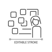 Derealization linear icon. Symptom of panic attack. Depersonalization and detachment. Thin line customizable illustration. Contour symbol. Vector isolated outline drawing. Editable stroke