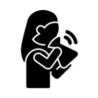 Hyperventilation black glyph icon. Panic attack symptom. Respiratory problem. Dyspnea due to stress and anxiety. Fast inhale and exhale. Silhouette symbol on white space. Vector isolated illustration