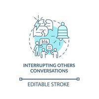 Interrupting others conversations concept icon. Hyperactive-impulsive symptom abstract idea thin line illustration. Breaking social rules. Vector isolated outline color drawing. Editable stroke