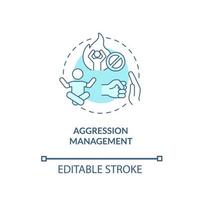 Aggression management concept icon. Parenting tip for ADHD abstract idea thin line illustration. Improve child behavior. Help with self-control. Vector isolated outline color drawing. Editable stroke