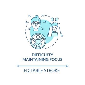 Difficulty maintaining focus concept icon. Inattentive sign abstract idea thin line illustration. Scattered thinking. Concentration difficulties. Vector isolated outline color drawing. Editable stroke