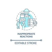 Inappropriate reactions concept icon. Hyperactive-impulsive sign abstract idea thin line illustration. Excessive laughter. Impulsive responses. Vector isolated outline color drawing. Editable stroke
