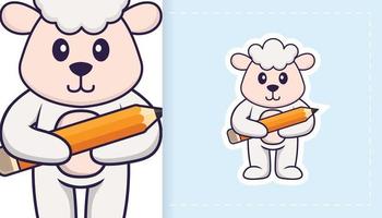 Cute sheep mascot character. Can be used for stickers, patches, textiles, paper. Vector illustration