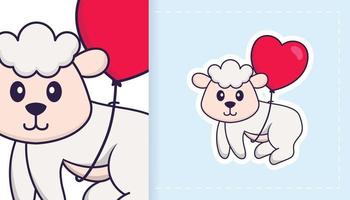 Cute sheep mascot character. Can be used for stickers, patches, textiles, paper. Vector illustration