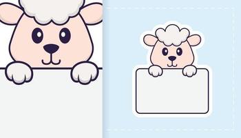 Cute sheep mascot character. Can be used for stickers, patches, textiles, paper. Vector illustration