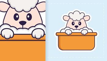 Cute sheep mascot character. Can be used for stickers, patches, textiles, paper. Vector illustration