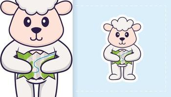 Cute sheep mascot character. Can be used for stickers, patches, textiles, paper. Vector illustration