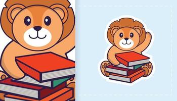 Cute lion mascot character. Can be used for stickers, patches, textiles, paper. Vector illustration