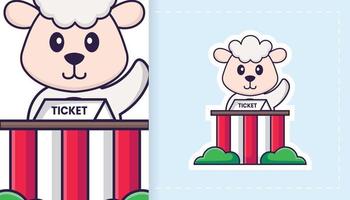 Cute sheep mascot character. Can be used for stickers, patches, textiles, paper. Vector illustration