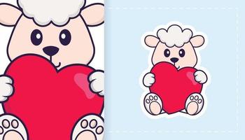 Cute sheep mascot character. Can be used for stickers, patches, textiles, paper. Vector illustration