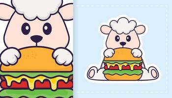 Cute sheep mascot character. Can be used for stickers, patches, textiles, paper. Vector illustration