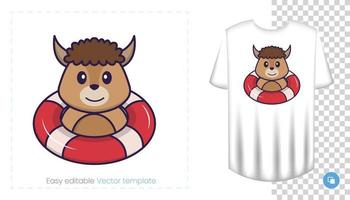 lindo personaje de oveja. estampados en camisetas, sudaderas, fundas para móviles, souvenirs. Ilustración de vector aislado sobre fondo blanco.